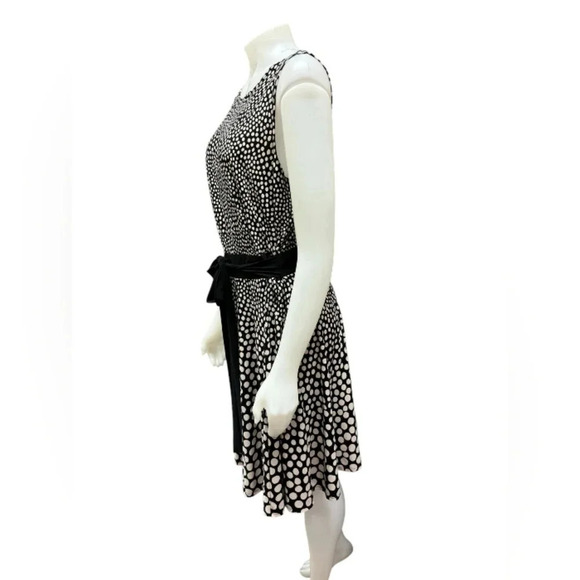 Just…Taylor Dress Black/White Sleeveless Polka Dot Tie Up  Midi Size 12W - Picture 2 of 8